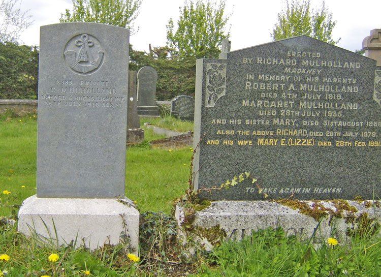 Charles Mulholland gravestone & family gravestone