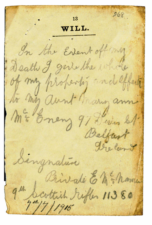 Edward McNamee : Handwritten Will