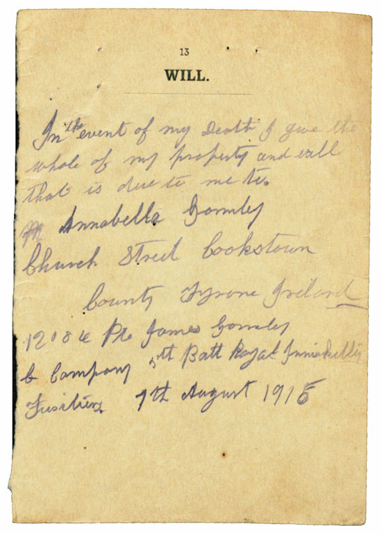 James Gormley:  Handwritten Will