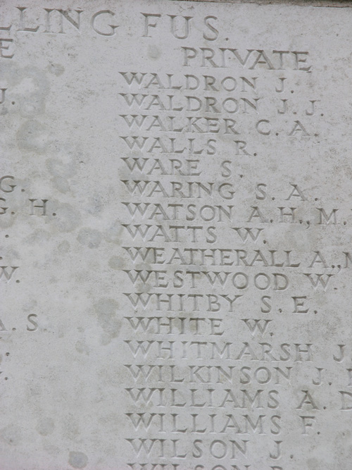 Private Robert Walls inscription