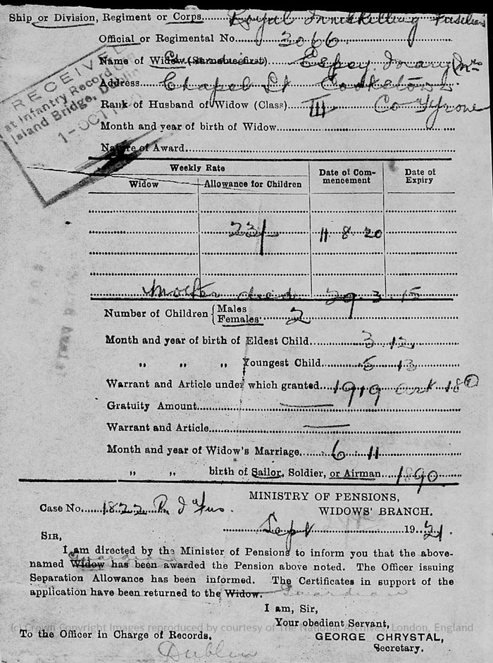Joseph Burns military document