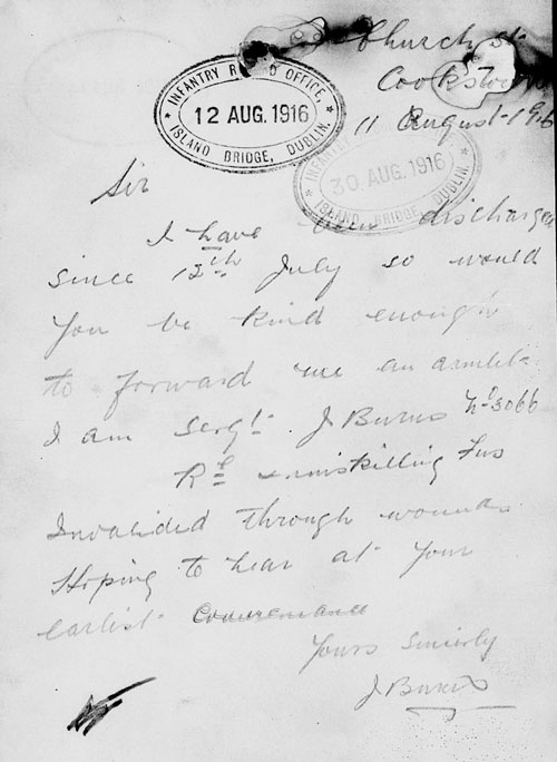 Joseph Burns military document
