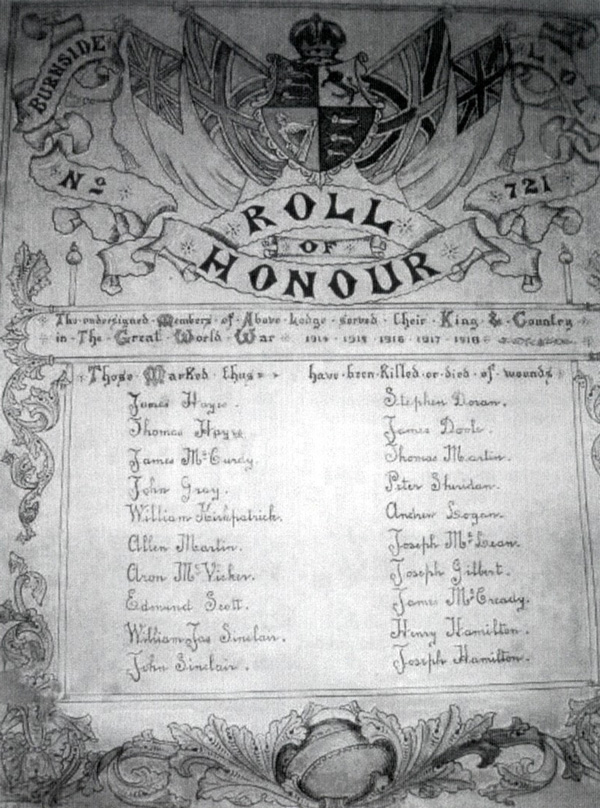 Burnside L.O.L. No. 721s Roll of Honour