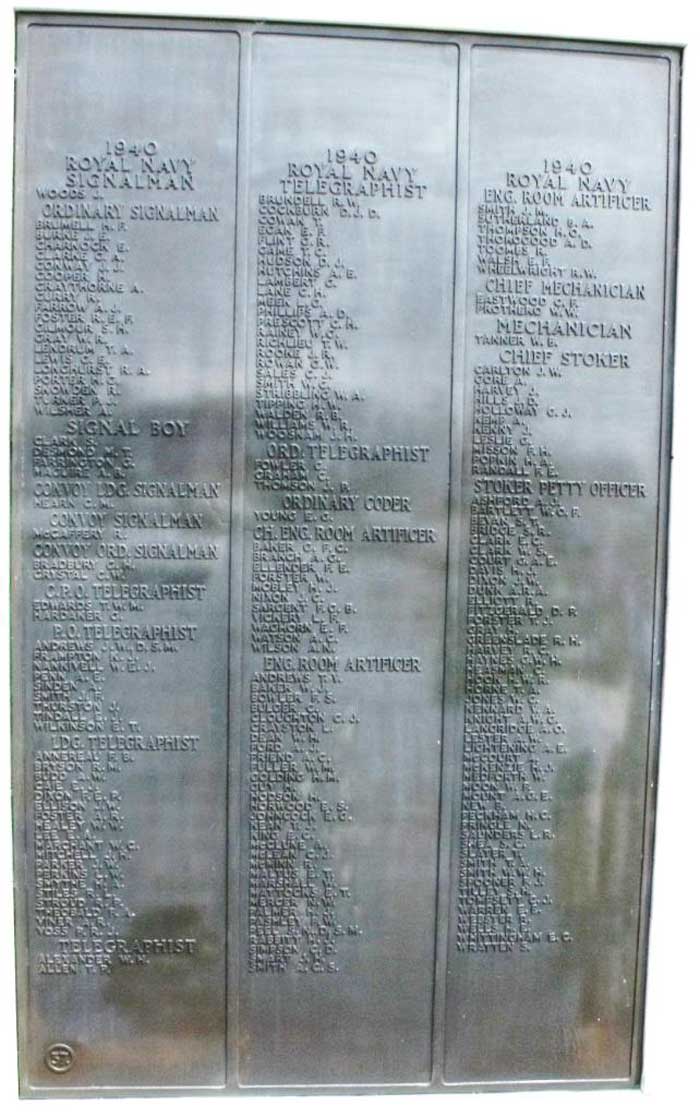 Panel 37 of the Chatham Naval Memorial.