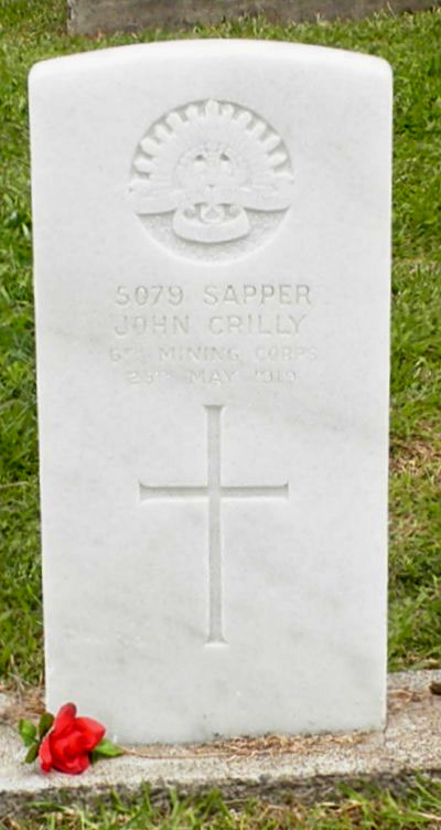 Photo of John Crilly's headstone