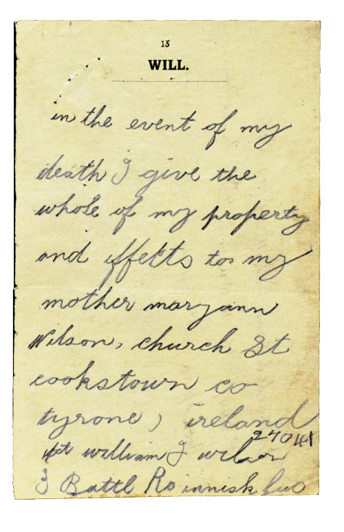 William Wilson : Handwritten Will