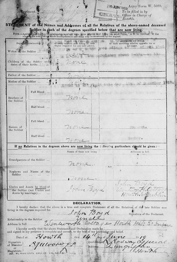 Francis McMath military documents