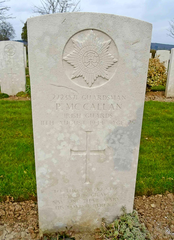 Guardsman Peter McCallan gravestone