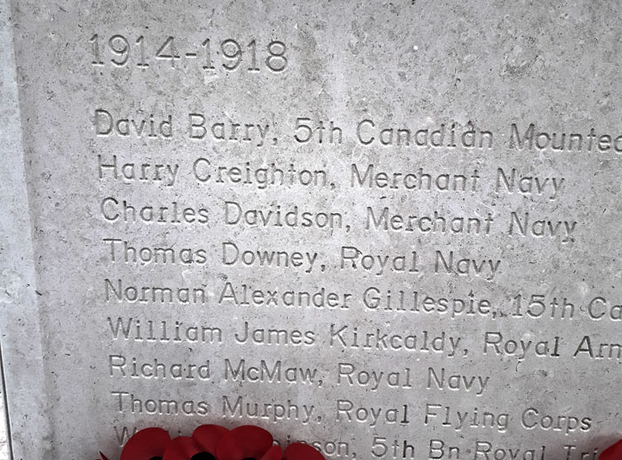 Thomas Murphy is listed on Ballycarry War Memorial.